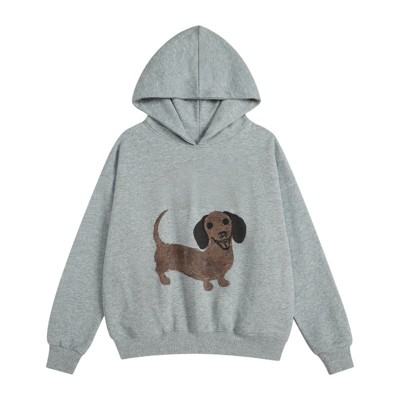 Gray Hoodie with Dachshund Print